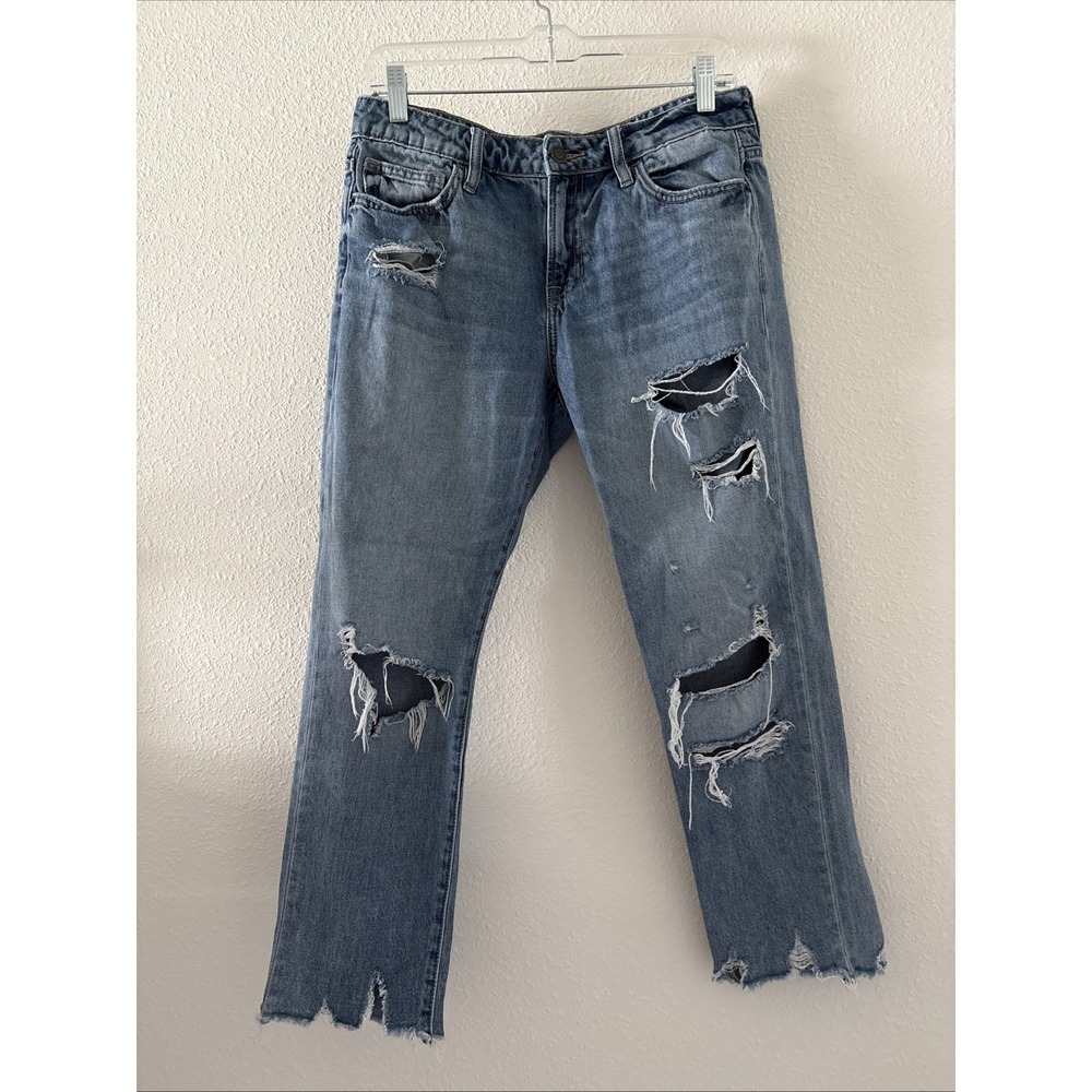 Hidden Cropped Distressed Jeans‎ Distressed Back Pockets Size 27
